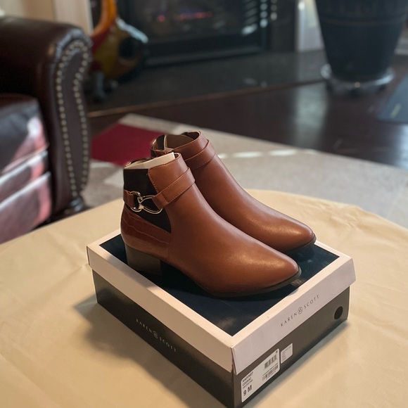 Karen Scott Cognac Nadine Booties Boots 